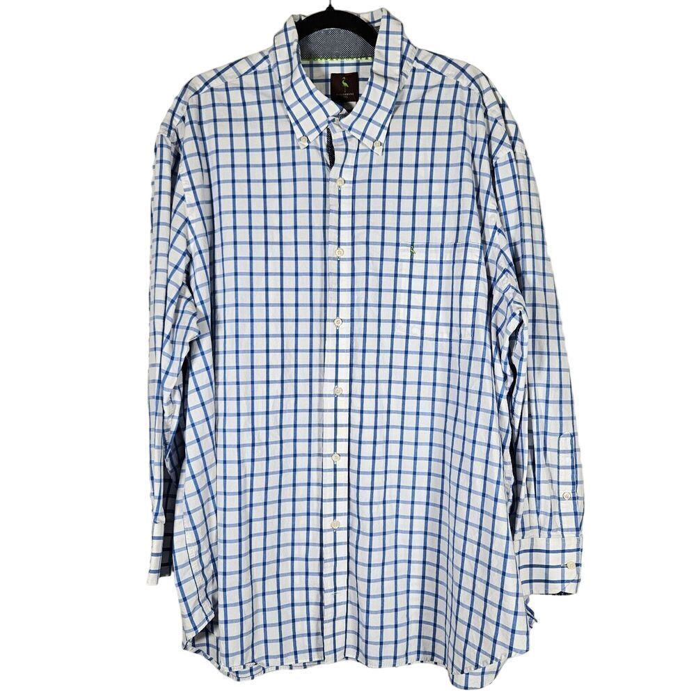 Tailorbyrd Mens Sz 3XL Long Sleeve Button Down Shirt Blue White Tattersall Check